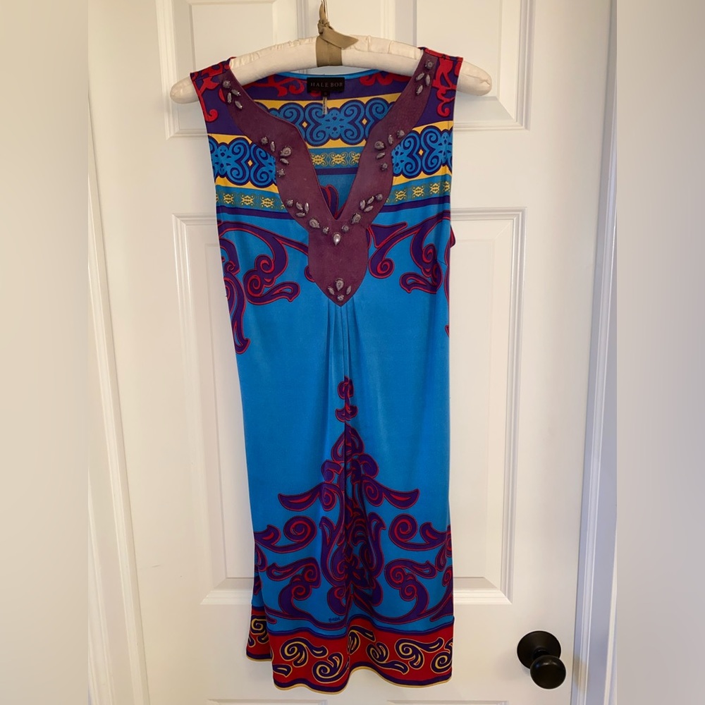 Hale Bob brightly patterned sleeveless dress.